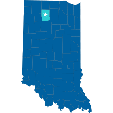 Map of Indiana with 科修斯科山县 Highlighted